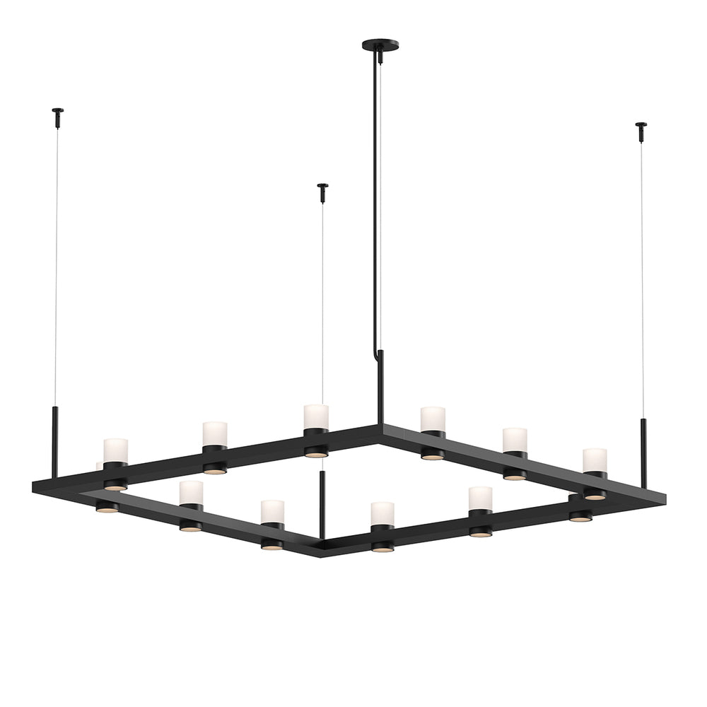 Sonneman Intervals® 4' Square LED Pendant with Etched Cylinder Uplight Trim Pendants Sonneman   