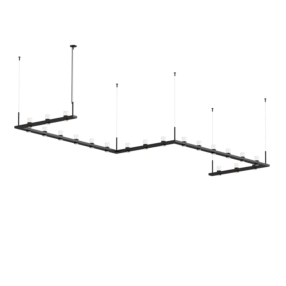 Sonneman Intervals® 4' x 16' Zig-Zag LED Pendant with Clear w/Cone Uplight Trim Pendants Sonneman   