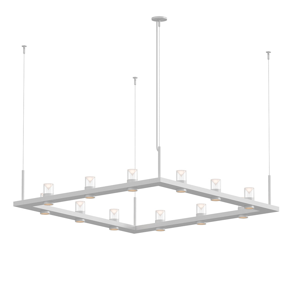 Sonneman Intervals® 4' Square LED Pendant with Clear w/Cone Uplight Trim Pendants Sonneman   