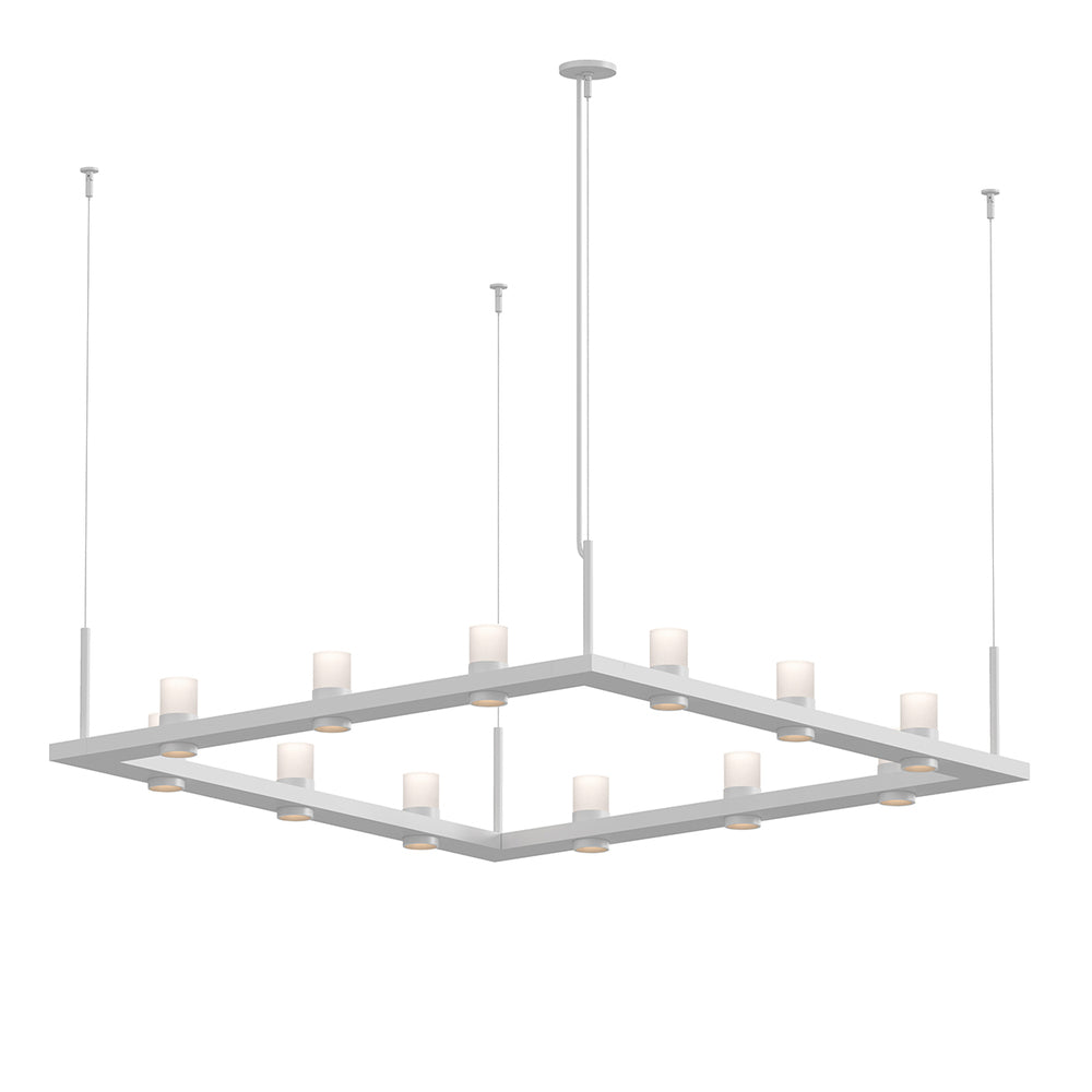 Sonneman Intervals® 4' Square LED Pendant with Etched Cylinder Uplight Trim Pendants Sonneman   