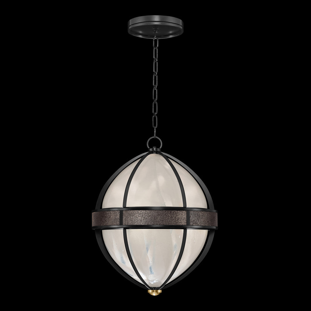 Fine Art Handcrafted Lighting Mirage 18.75"W Round Pendant in Standard Black Iron, Brass, Pebble (100038-111)