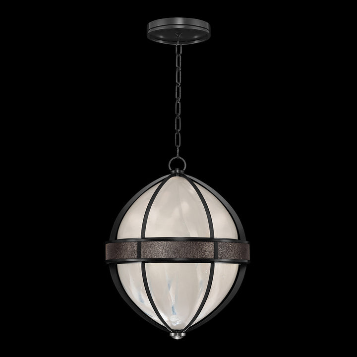 Fine Art Handcrafted Lighting Mirage 18.75"W Round Pendant in Standard Black Iron, Nickel, Pebble (100038-121)