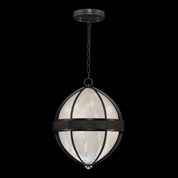 Fine Art Handcrafted Lighting Mirage 18.75"W Round Pendant in Standard Black Iron, Nickel, Black Knight (100038-123)