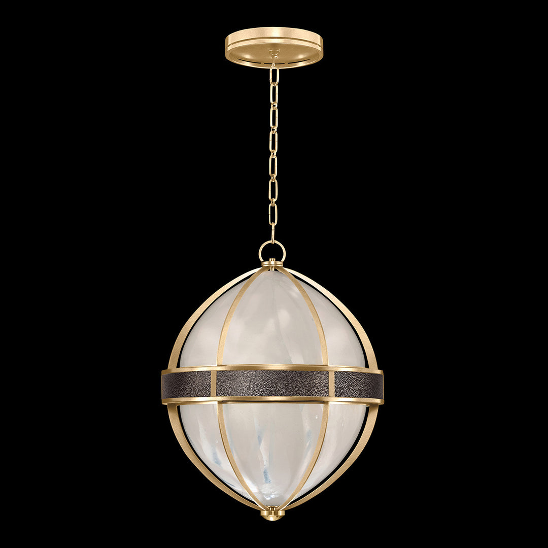 Fine Art Handcrafted Lighting Mirage 18.75"W Round Pendant in Standard Gold Leaf, Brass, Pebble (100038-311)
