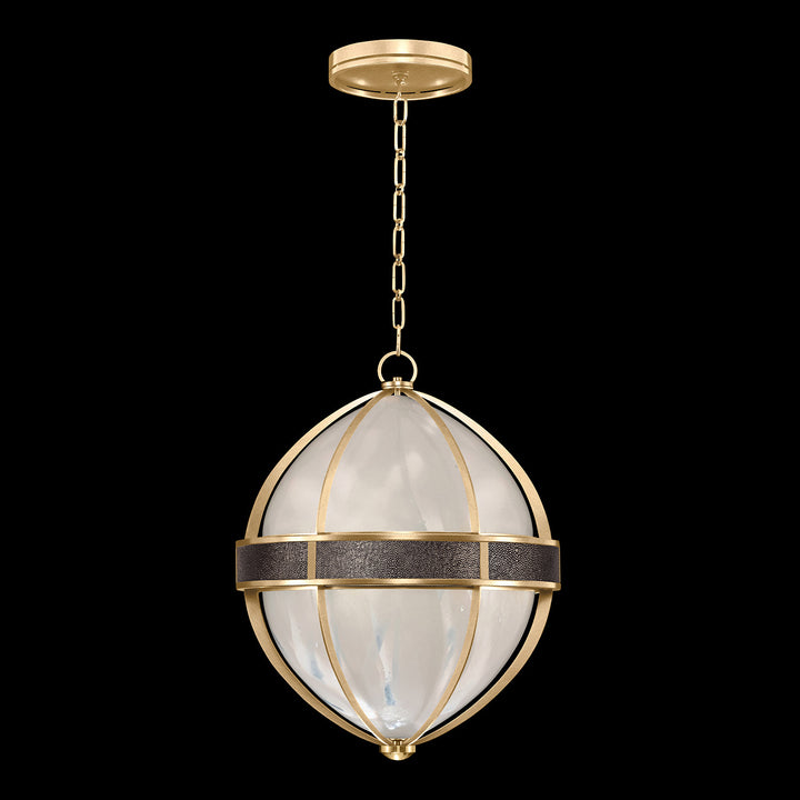 Fine Art Handcrafted Lighting Mirage 18.75"W Round Pendant in Standard Gold Leaf, Brass, Pebble (100038-311)