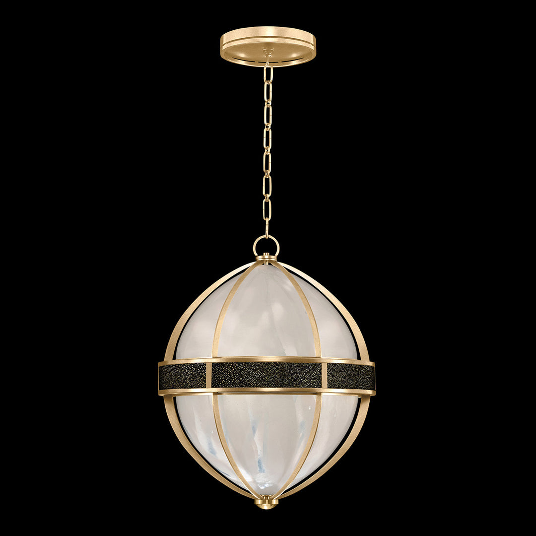 Fine Art Handcrafted Lighting Mirage 18.75"W Round Pendant in Standard Gold Leaf, Brass, Black Knight (100038-313)