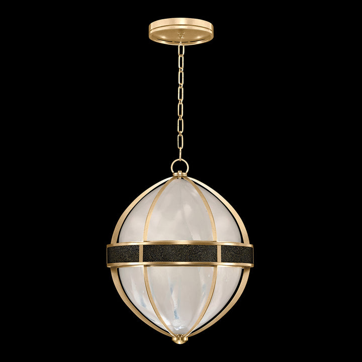 Fine Art Handcrafted Lighting Mirage 18.75"W Round Pendant in Standard Gold Leaf, Brass, Black Knight (100038-313)