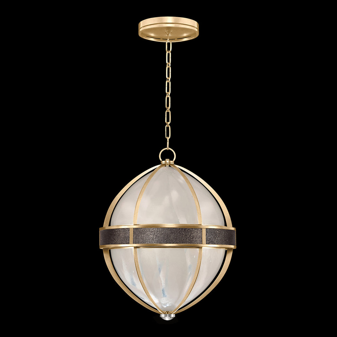 Fine Art Handcrafted Lighting Mirage 18.75"W Round Pendant in Standard Gold Leaf, Nickel, Pebble (100038-321)