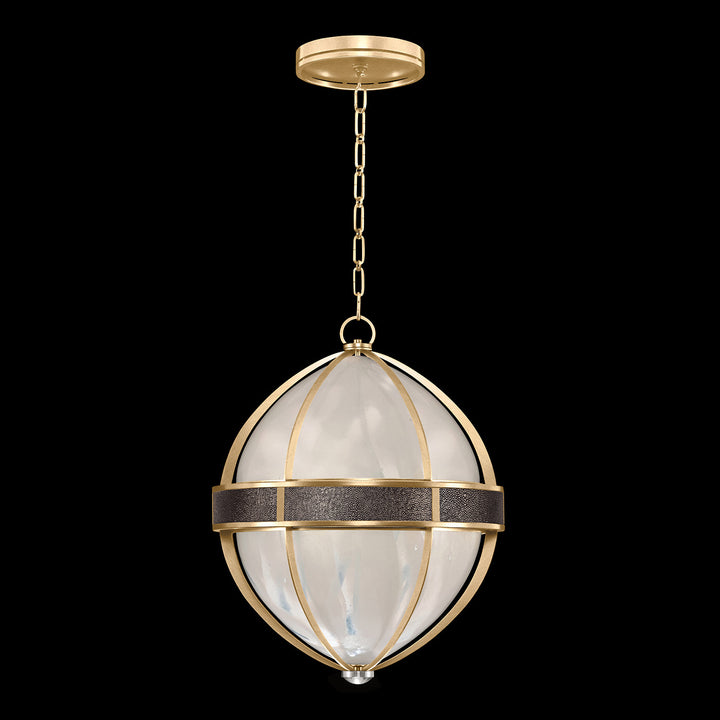 Fine Art Handcrafted Lighting Mirage 18.75"W Round Pendant in Standard Gold Leaf, Nickel, Pebble (100038-321)