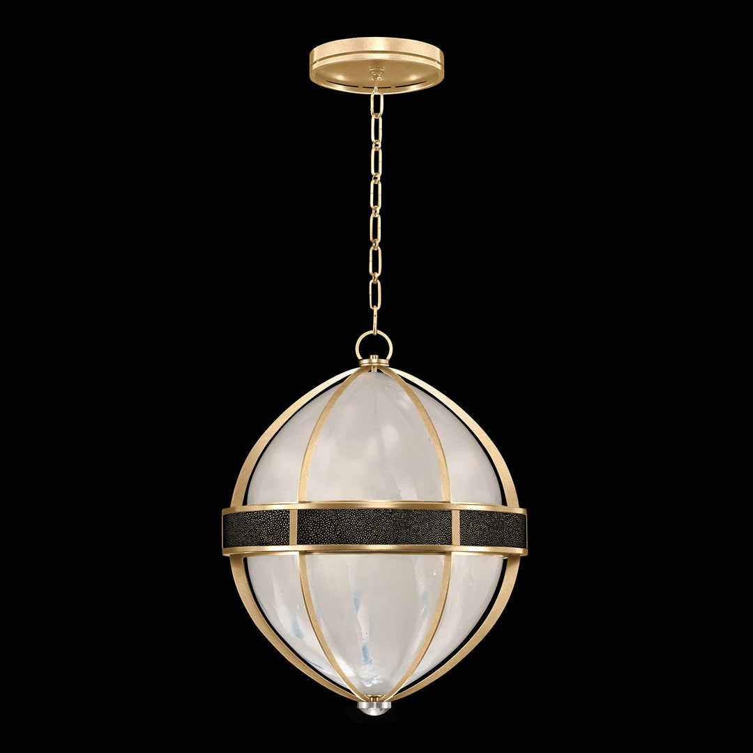 Fine Art Handcrafted Lighting Mirage 18.75"W Round Pendant in Standard Gold Leaf, Nickel, Black Knight (100038-323)