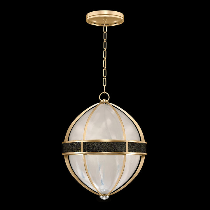 Fine Art Handcrafted Lighting Mirage 18.75"W Round Pendant in Standard Gold Leaf, Nickel, Black Knight (100038-323)