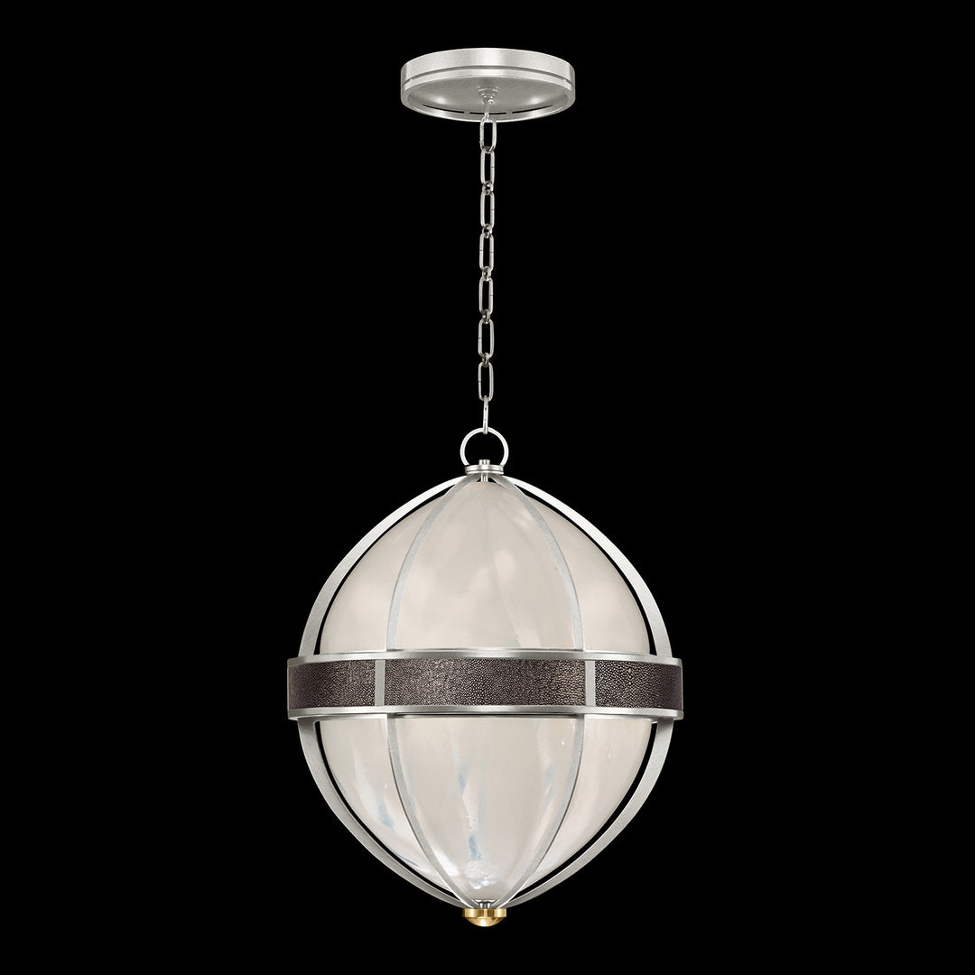 Fine Art Handcrafted Lighting Mirage 18.75"W Round Pendant in Standard Silver Leaf, Brass, Pebble (100038-411)