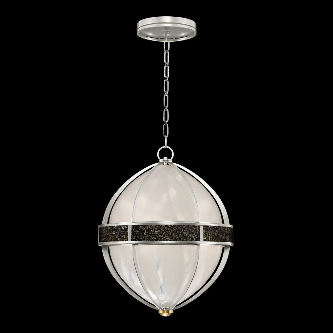 Fine Art Handcrafted Lighting Mirage 18.75"W Round Pendant in Standard Silver Leaf, Brass, Black Knight (100038-413)