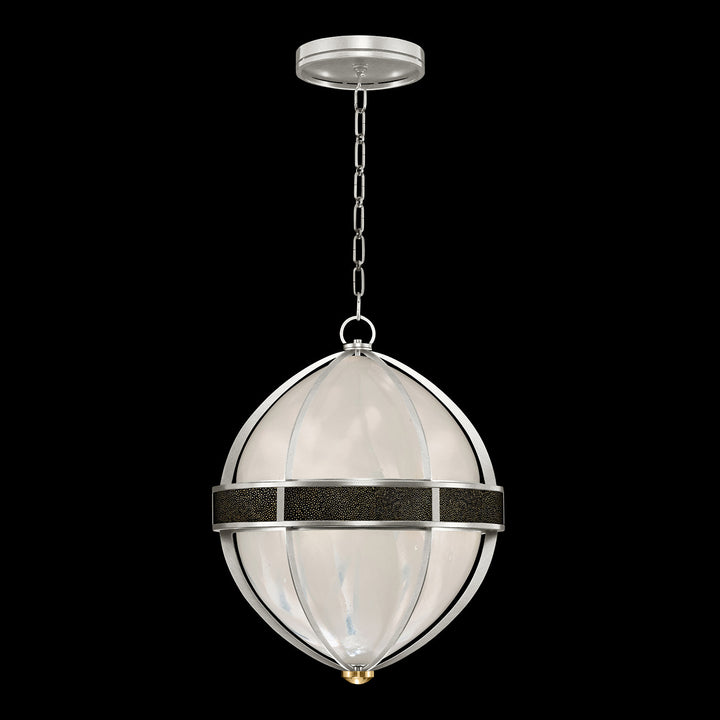 Fine Art Handcrafted Lighting Mirage 18.75"W Round Pendant in Standard Silver Leaf, Brass, Black Knight (100038-413)