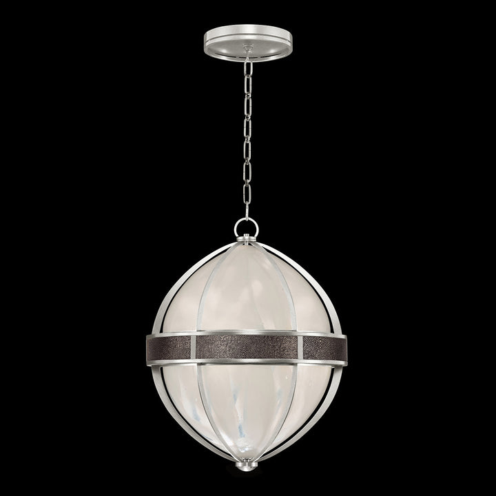 Fine Art Handcrafted Lighting Mirage 18.75"W Round Pendant in Standard Silver Leaf, Nickel, Pebble (100038-421)
