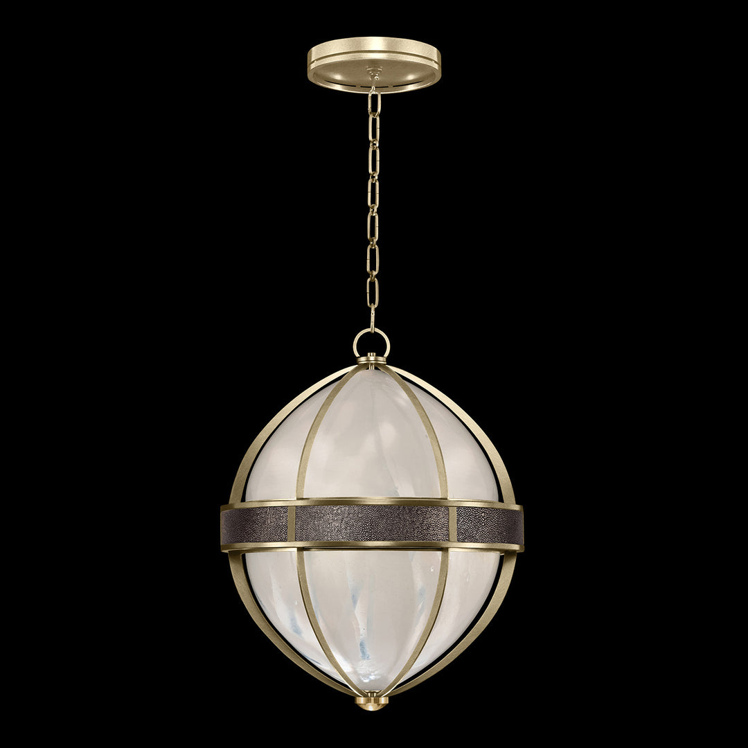 Fine Art Handcrafted Lighting Mirage 18.75"W Round Pendant in Standard Soft Gold Leaf, Brass, Pebble (100038-511)