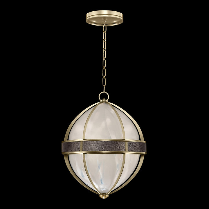 Fine Art Handcrafted Lighting Mirage 18.75"W Round Pendant in Standard Soft Gold Leaf, Brass, Pebble (100038-511)