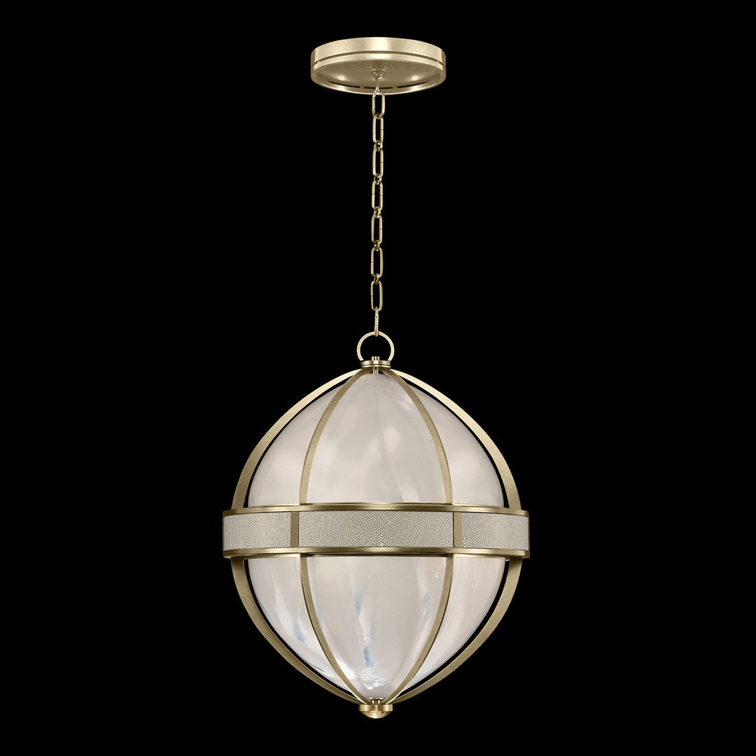 Fine Art Handcrafted Lighting Mirage 18.75"W Round Pendant in Standard Soft Gold Leaf, Brass, Coco (100038-512)