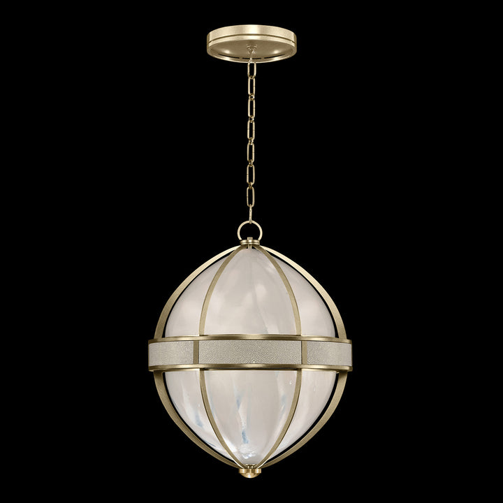 Fine Art Handcrafted Lighting Mirage 18.75"W Round Pendant in Standard Soft Gold Leaf, Brass, Coco (100038-512)