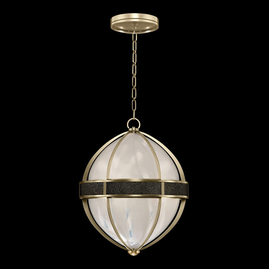 Fine Art Handcrafted Lighting Mirage 18.75"W Round Pendant in Standard Soft Gold Leaf, Brass, Black Knight (100038-513)