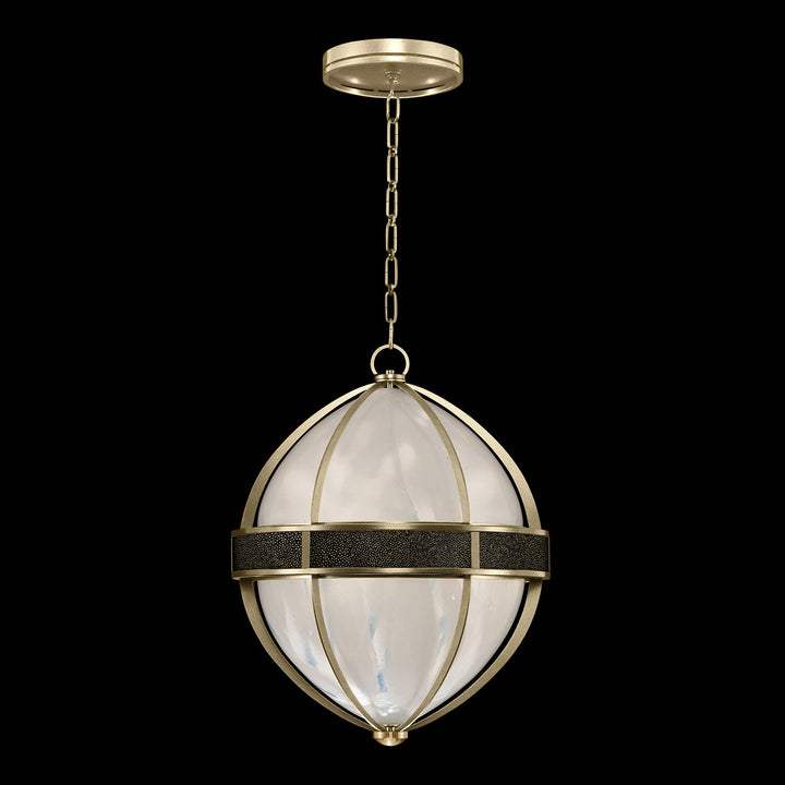 Fine Art Handcrafted Lighting Mirage 18.75"W Round Pendant in Standard Soft Gold Leaf, Brass, Black Knight (100038-513)