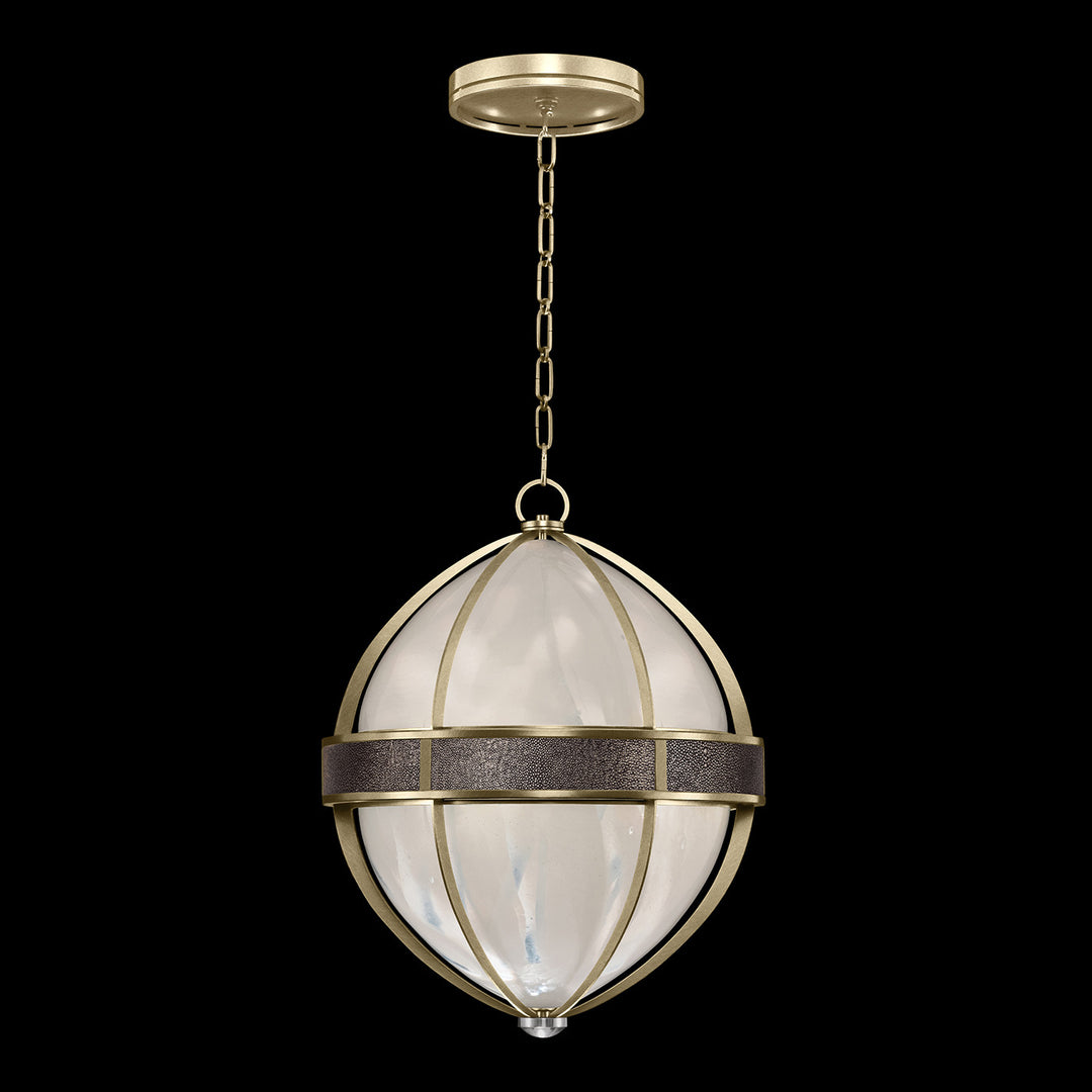 Fine Art Handcrafted Lighting Mirage 18.75"W Round Pendant in Standard Soft Gold Leaf, Nickel, Pebble (100038-521)
