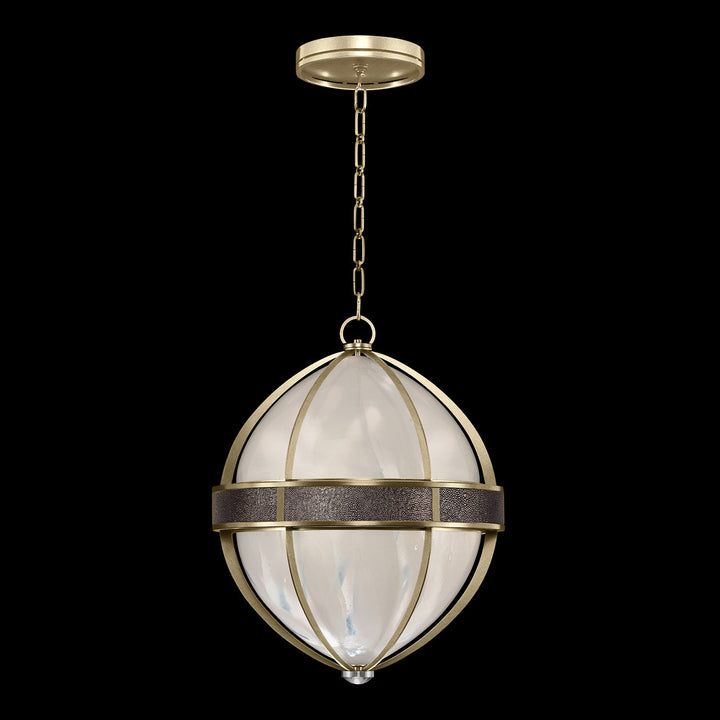 Fine Art Handcrafted Lighting Mirage 18.75"W Round Pendant in Standard Soft Gold Leaf, Nickel, Pebble (100038-521)