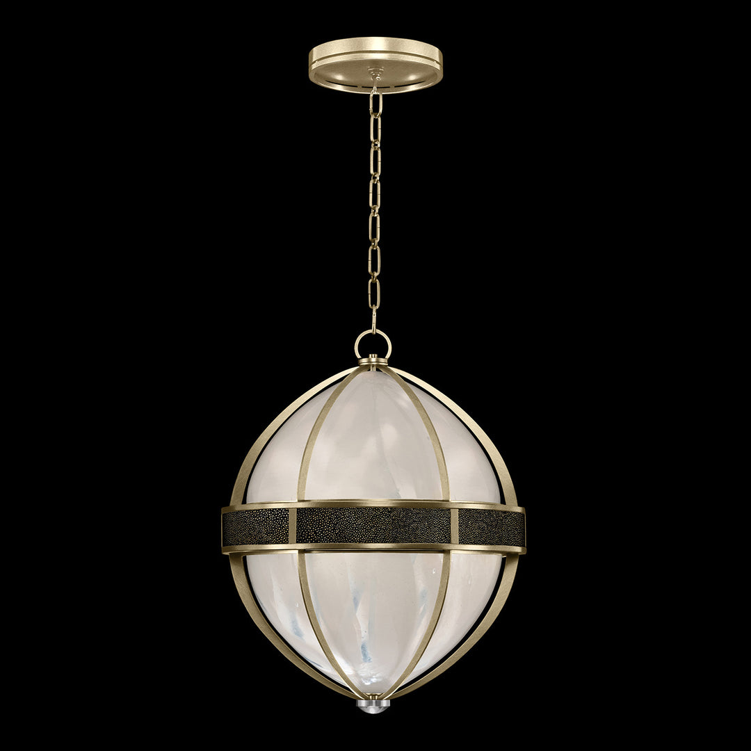 Fine Art Handcrafted Lighting Mirage 18.75"W Round Pendant in Standard Soft Gold Leaf, Nickel, Black Knight (100038-523)