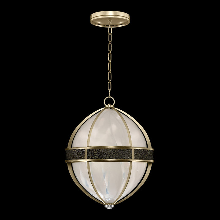 Fine Art Handcrafted Lighting Mirage 18.75"W Round Pendant in Standard Soft Gold Leaf, Nickel, Black Knight (100038-523)