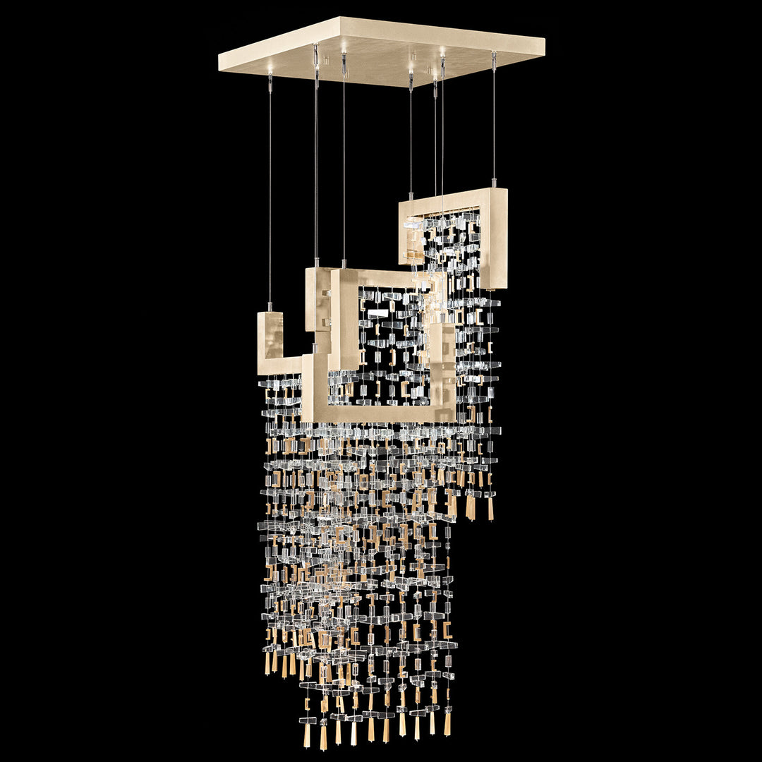 Fine Art Handcrafted Lighting Capri 22"W Square Pendant in Standard Soft Gold Leaf (950740-1)