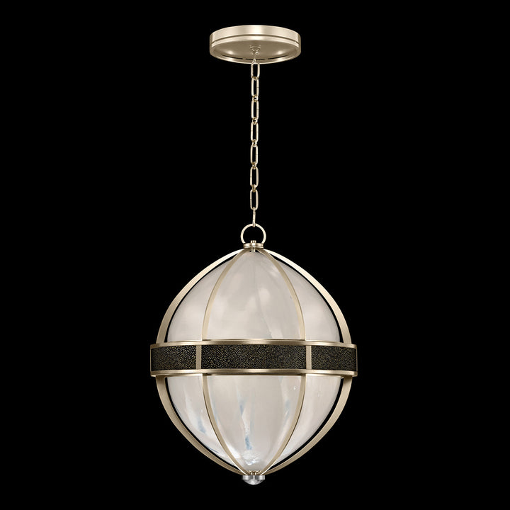Fine Art Handcrafted Lighting Mirage 18.75"W Round Pendant in Champagne, Nickel, Black Knight (100038-623)