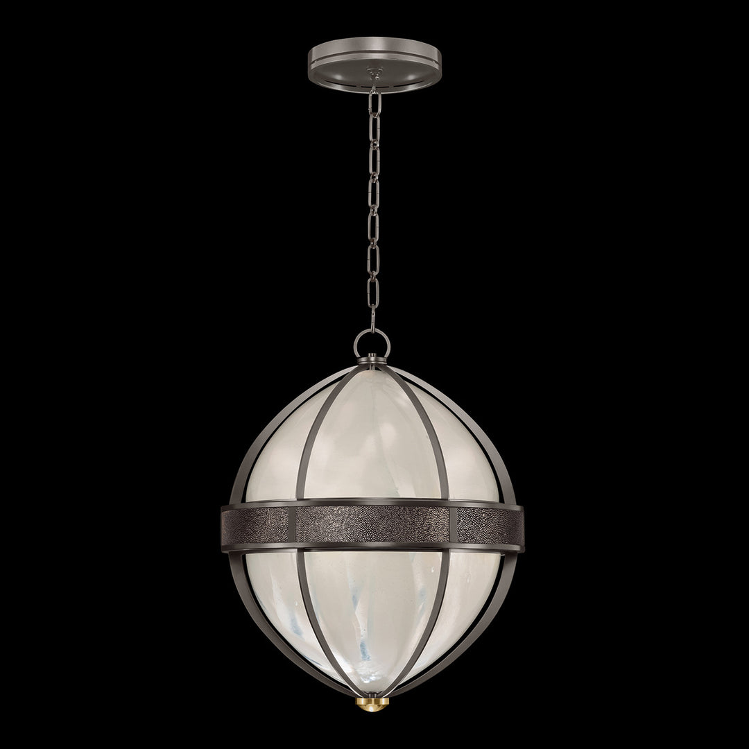 Fine Art Handcrafted Lighting Mirage 18.75"W Round Pendant in Midnight Steel, Brass, Pebble (100038-711)