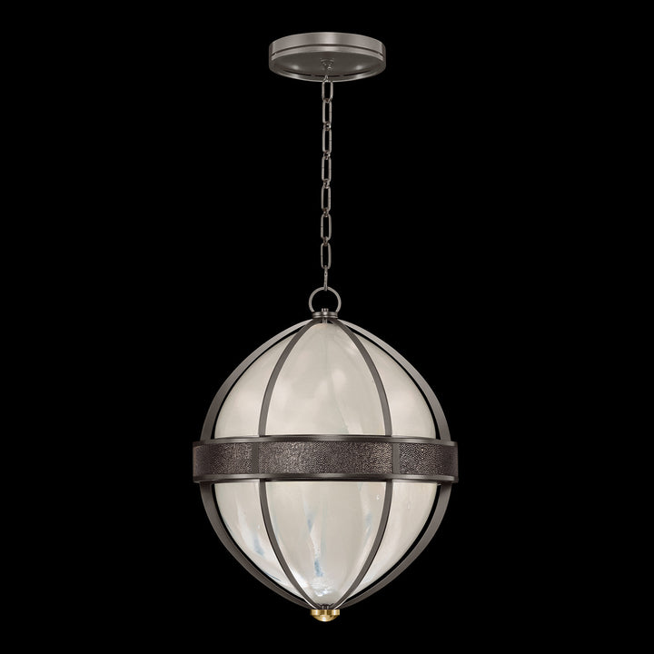 Fine Art Handcrafted Lighting Mirage 18.75"W Round Pendant in Midnight Steel, Brass, Pebble (100038-711)