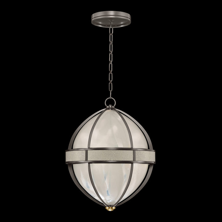 Fine Art Handcrafted Lighting Mirage 18.75"W Round Pendant in Midnight Steel, Brass, Coco (100038-712)