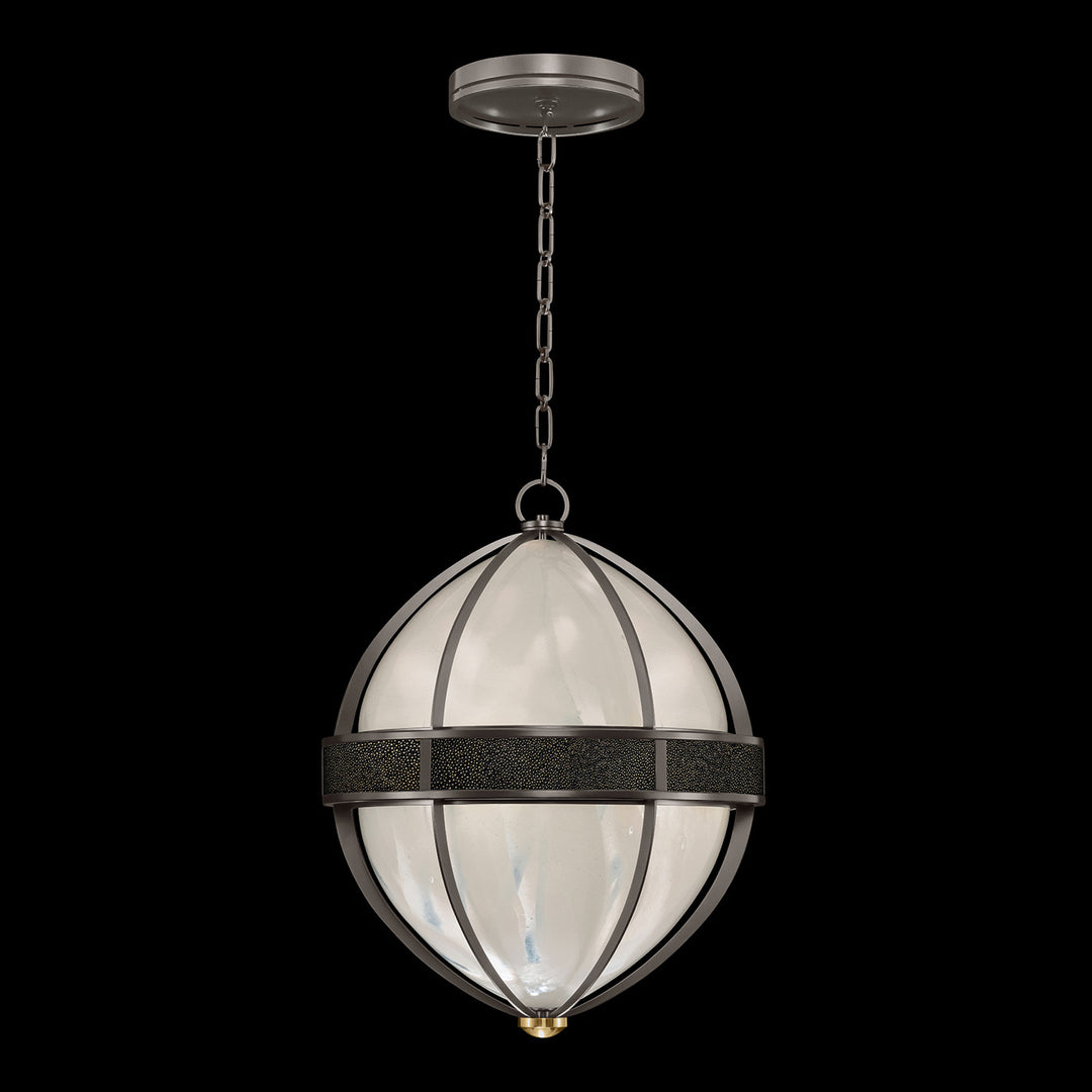 Fine Art Handcrafted Lighting Mirage 18.75"W Round Pendant in Midnight Steel, Brass, Black Knight (100038-713)