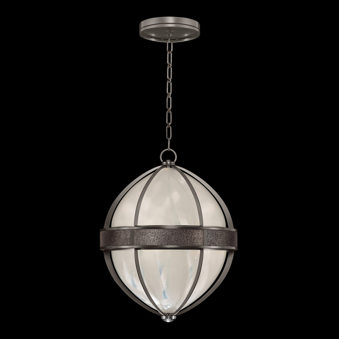 Fine Art Handcrafted Lighting Mirage 18.75"W Round Pendant in Midnight Steel, Nickel, Pebble (100038-721)