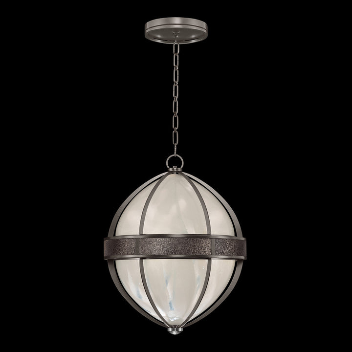 Fine Art Handcrafted Lighting Mirage 18.75"W Round Pendant in Midnight Steel, Nickel, Pebble (100038-721)