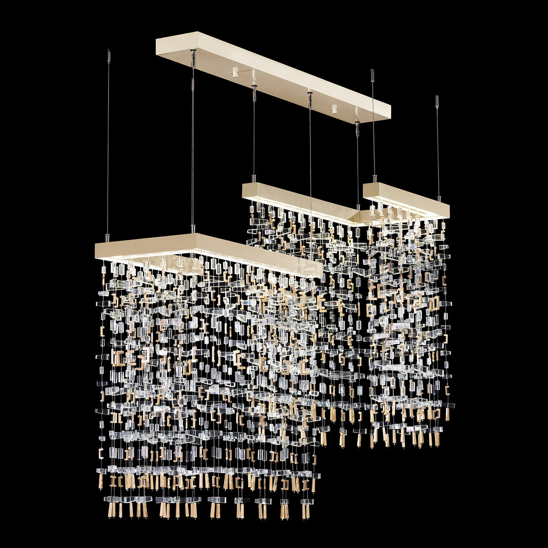 Fine Art Handcrafted Lighting Capri 38"W Rectangular Pendant in Standard Soft Gold Leaf (950840-1)