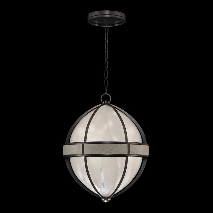 Fine Art Handcrafted Lighting Mirage 18.75"W Round Pendant in Midnight Steel, Nickel, Coco (100038-722)