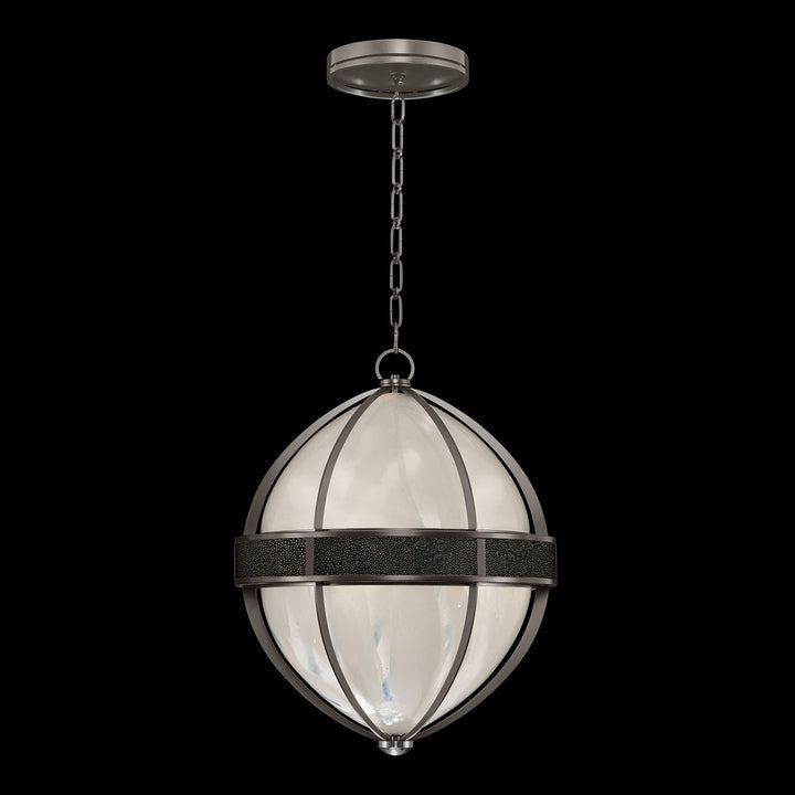 Fine Art Handcrafted Lighting Mirage 18.75"W Round Pendant in Midnight Steel, Nickel, Black Knight (100038-723)