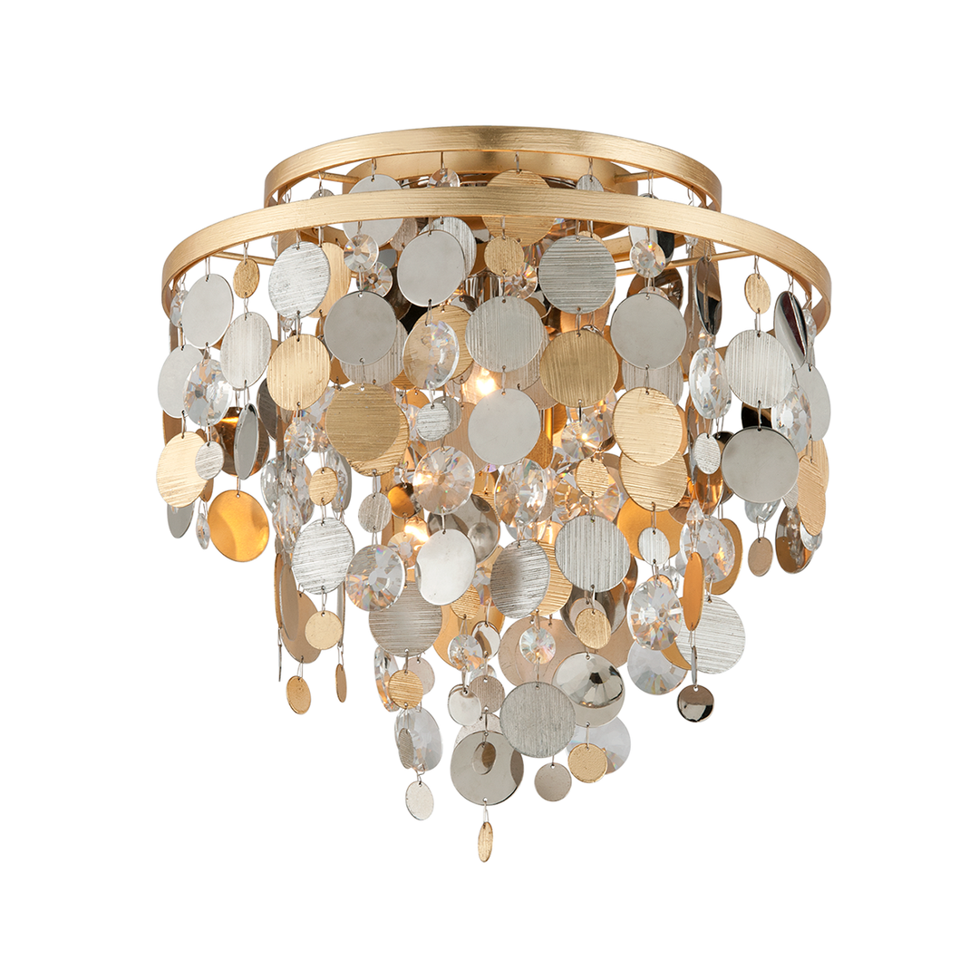 Corbett Lighting Ambrosia Flush Mount Ceiling Flush Mounts Corbett SILVER & GOLD LEAF & STAINLESS 18x16.5 