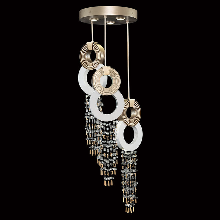 Fine Art Handcrafted Lighting Capri 18"W Round Pendant in Standard Soft Gold Leaf/White Lacquer (952140-3)