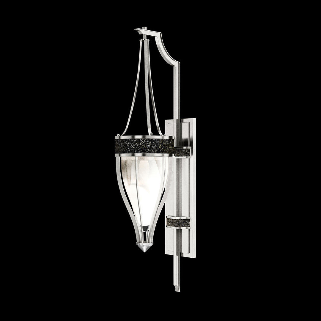 Fine Art Handcrafted Lighting Mirage 32.5"H Sconce in Standard Silver Leaf, Nickel, Black Knight (100039-423)