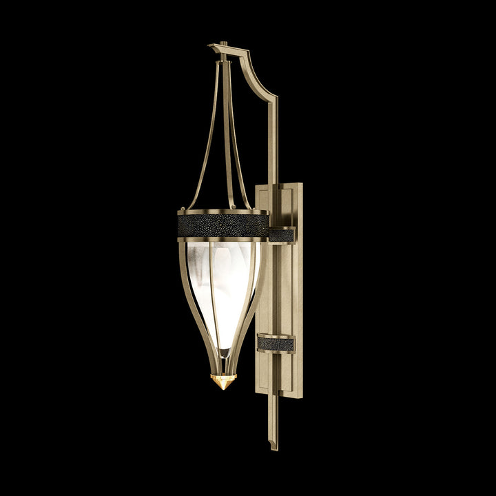 Fine Art Handcrafted Lighting Mirage 32.5"H Sconce in Standard Soft Gold Leaf, Brass, Black Knight (100039-513)