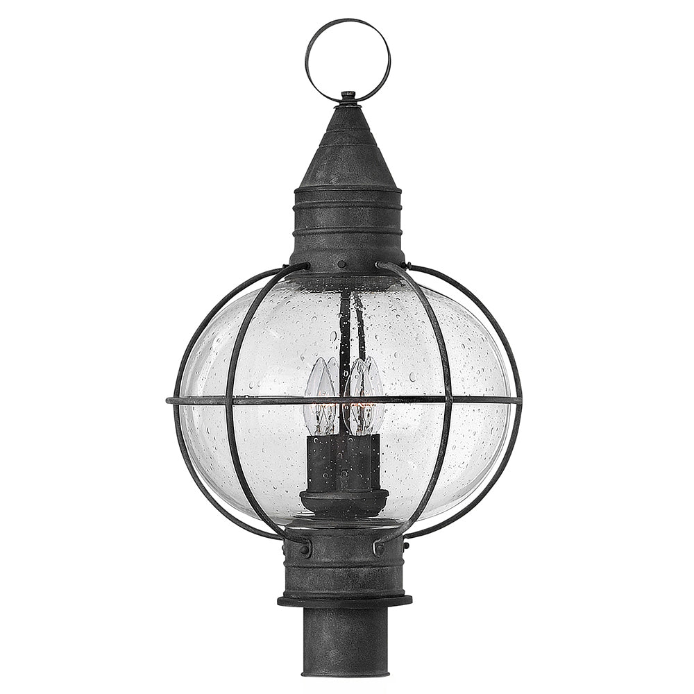 Hinkley Cape Cod Outdoor Post Mount Lantern Large Post Mount Lantern Aged Zinc 2201DZ