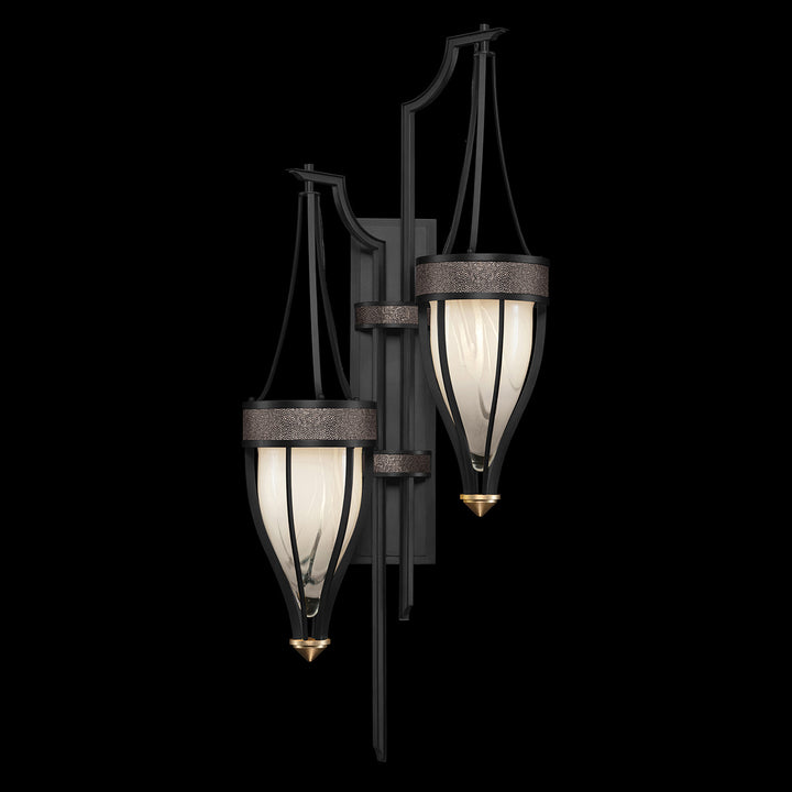 Fine Art Handcrafted Lighting Mirage 41.5"H Sconce 100041 in Standard Black Iron, Brass, Pebble (100041-111)