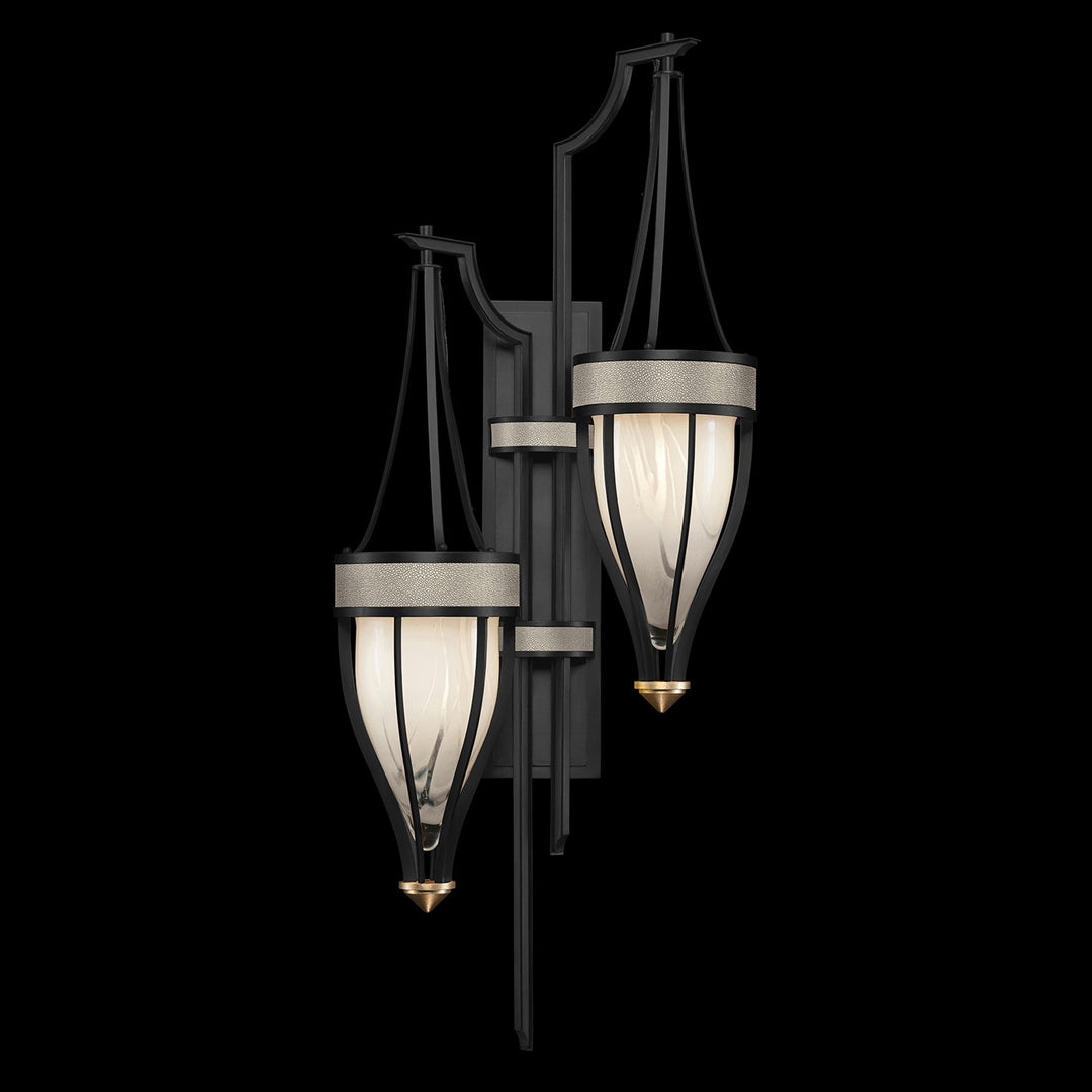 Fine Art Handcrafted Lighting Mirage 41.5"H Sconce 100041 in Standard Black Iron, Brass, Coco (100041-112)