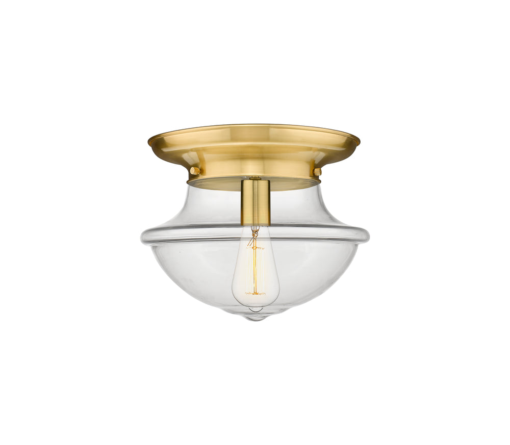 Innovations Lighting Oxford 12" Flush Mount - Satin Gold Ceiling Flush Mounts Innovations Lighting Clear ; Glass Type: Transparent  