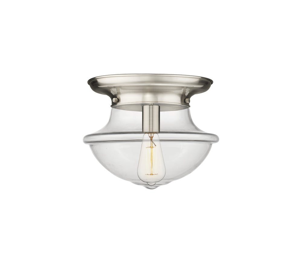 Innovations Lighting Oxford 12" Flush Mount - Satin Nickel Ceiling Flush Mounts Innovations Lighting Clear ; Glass Type: Transparent  