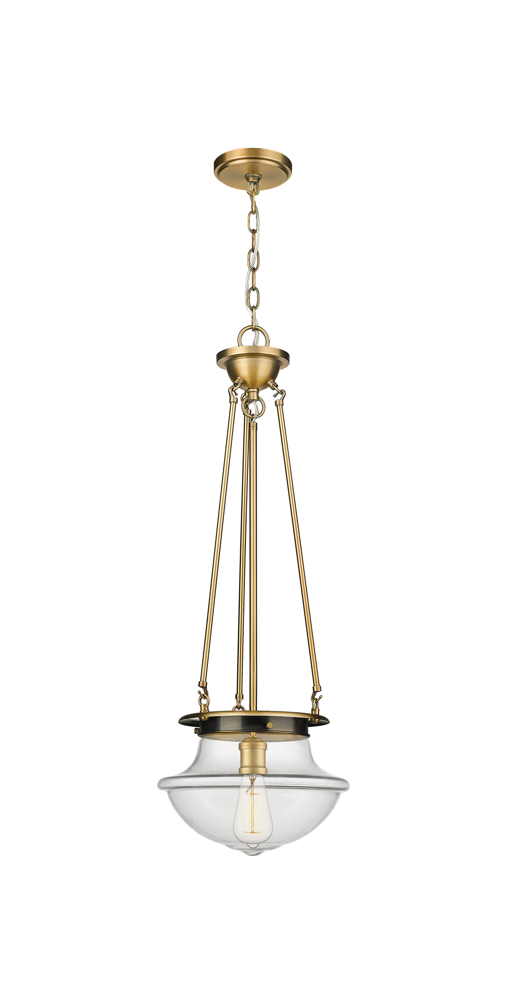 Innovations Lighting Oxford 12" Pendant - Brushed Brass Pendants Innovations Lighting Clear ; Glass Type: Transparent  